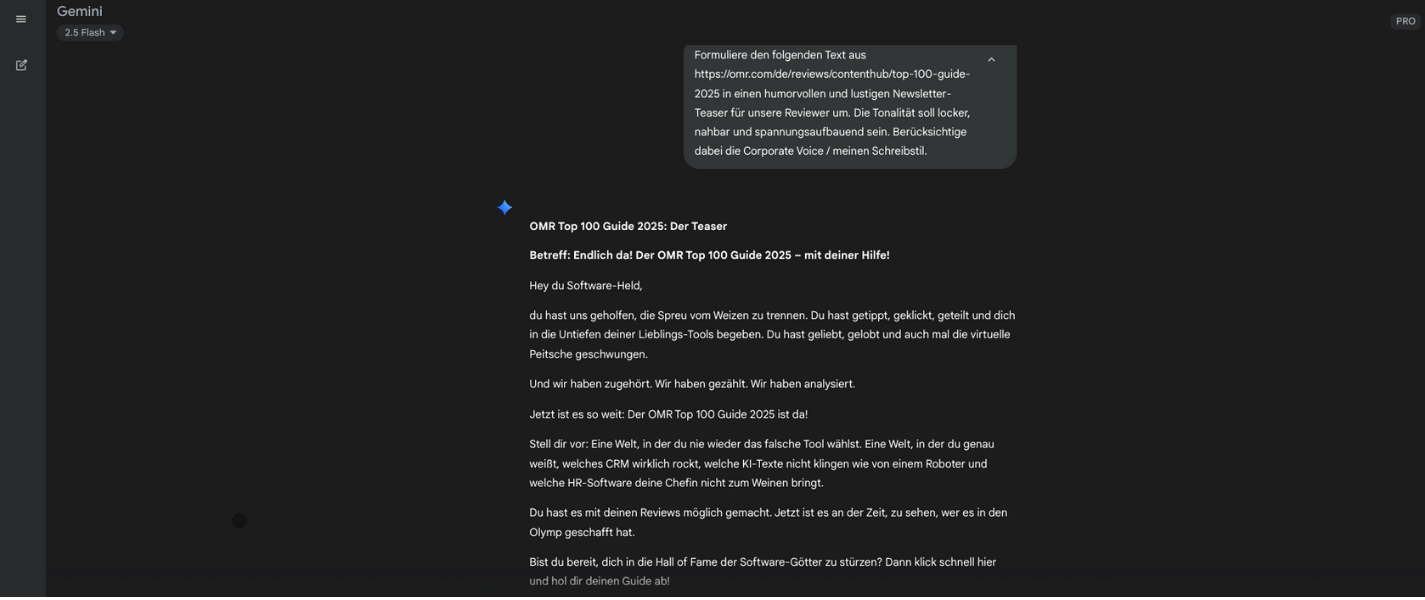 Antwort von Gemini: Newsletter Teaser 