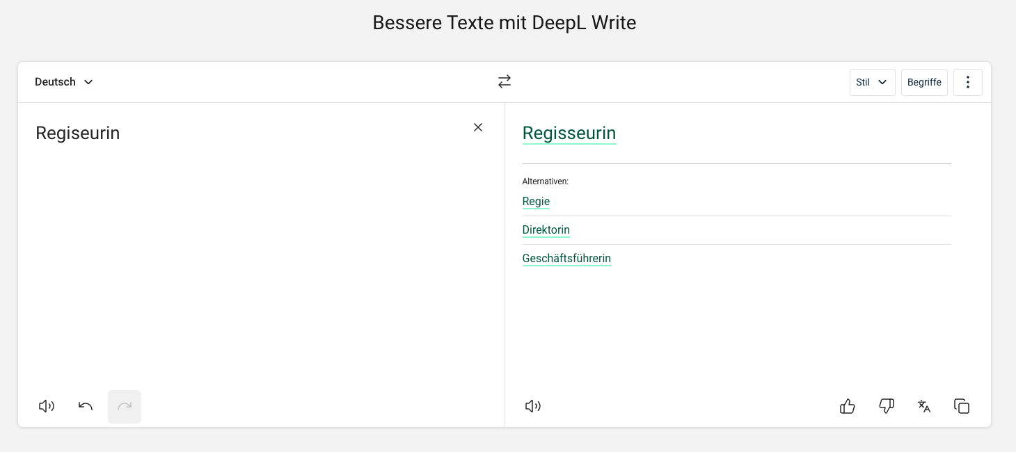 Screenshot 1: Korrektur & Synonyme von "Regisseurin"