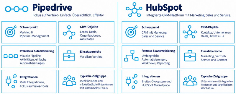 Pipedrive und HubSpot im Vergleich (Quelle: Vision11)