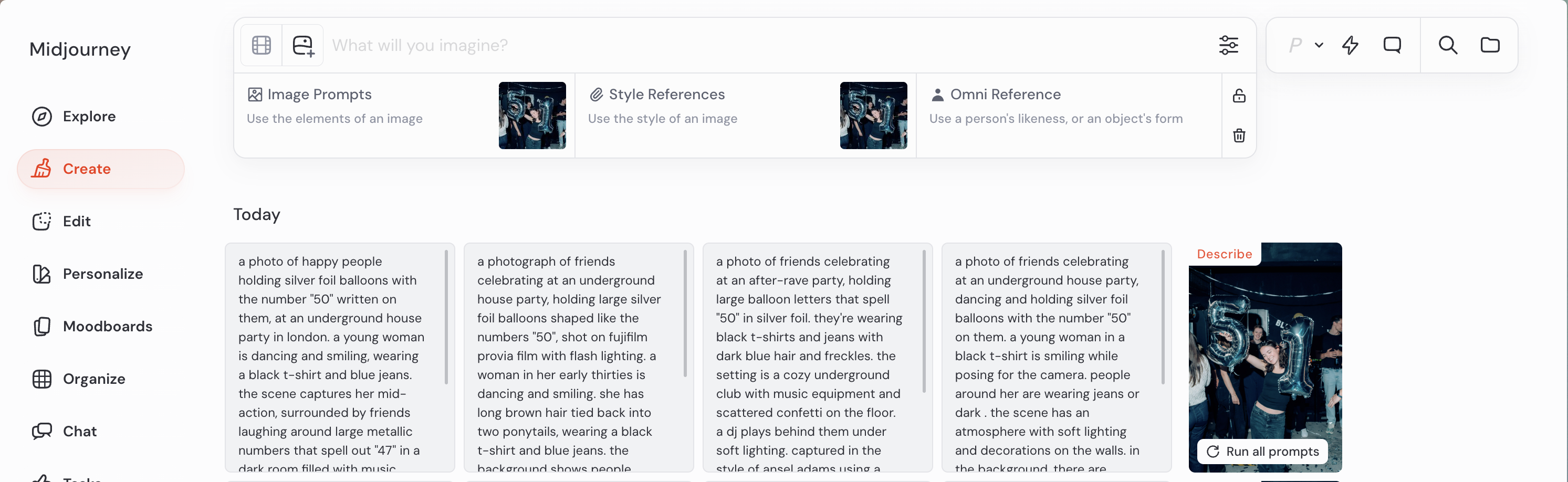 Midjourney generiert jedes Mal vier Prompt-Versionen zu deinem Bild.