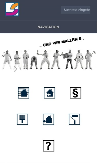 Screenshot: Ungünstige Website-Navigation durch Icons ohne Beschriftung (Quelle: https://www.maler-schlueter.de/)