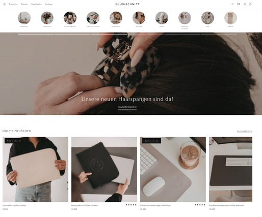 Screenshot des Onlineshops von Eulenschnitt