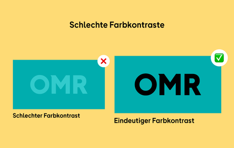 grafische darstellung des OMR Logos auf verschiedenen hintergünden
