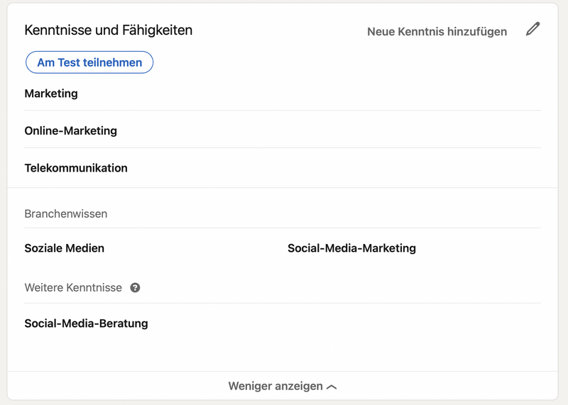 LinkedIn Kenntnisse