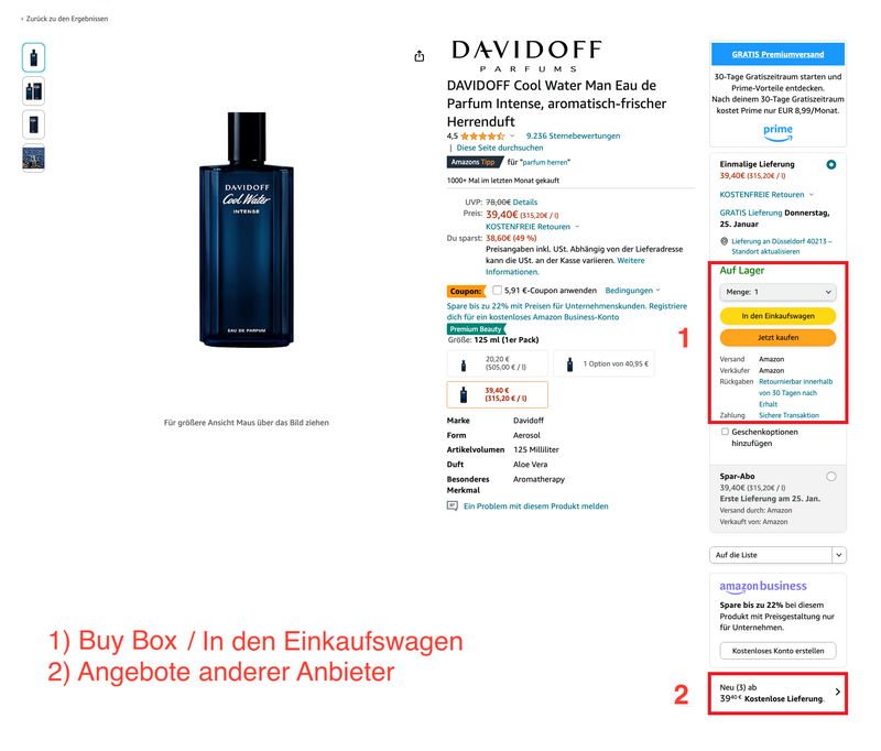 Listing von Davidoff Cool Water Intense