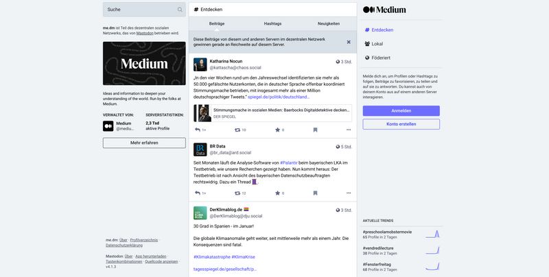 Mastodon Startseite