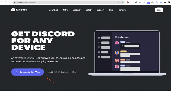 Download-Button auf der Discord Website 