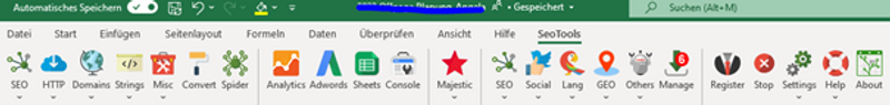 Übersicht der verfügbaren Tools für SeoTools für Excel