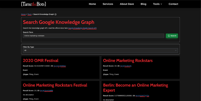 Search Console Knowlegde Graph