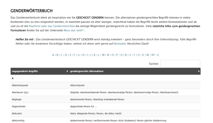 Screenshot des Tools geschicktgendern