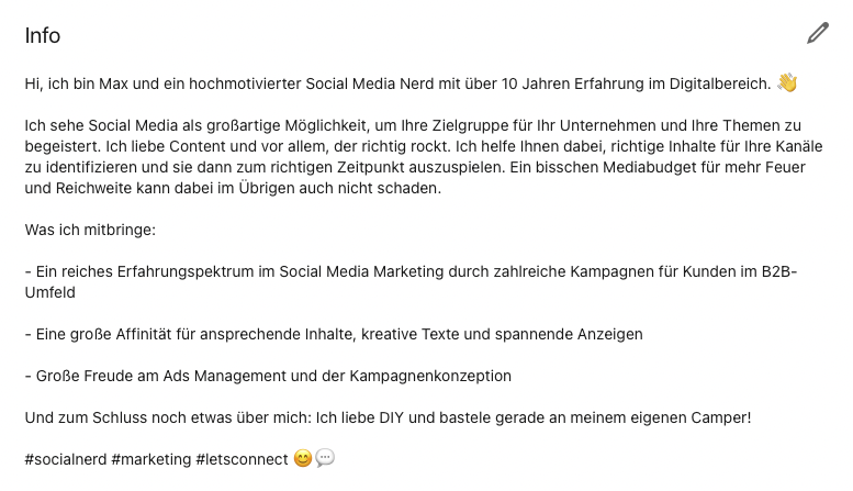 LinkedIn Infotext