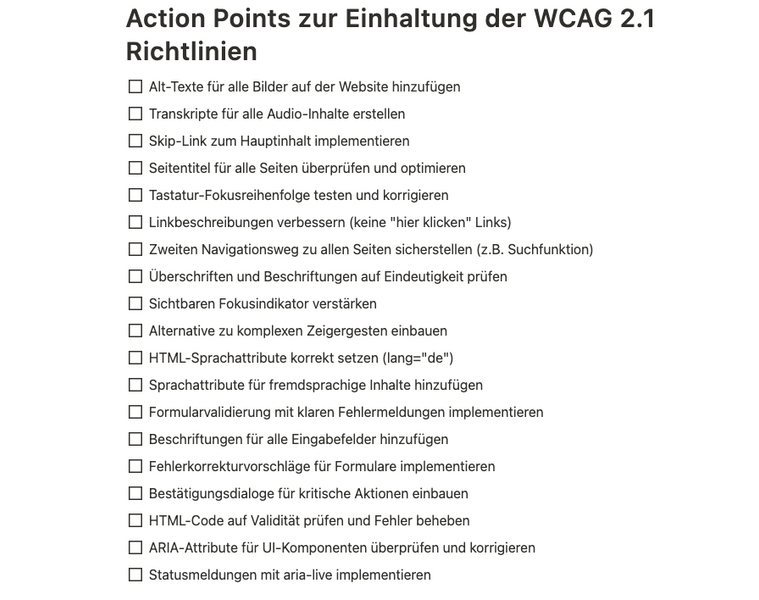 Barrierefreiheits Checkliste 