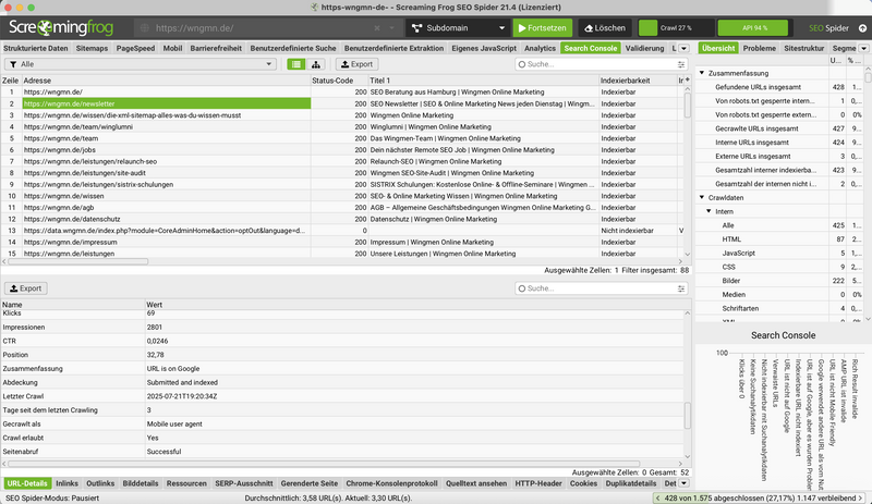Beispiel screamingfrog-gsc-report