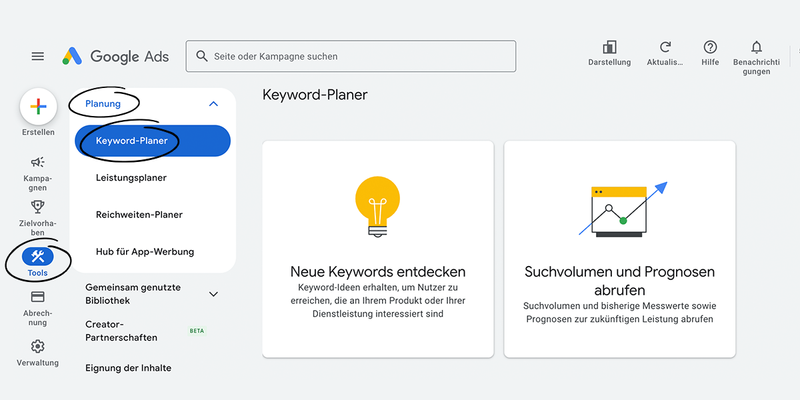 Beispielfoto Keyword Planner