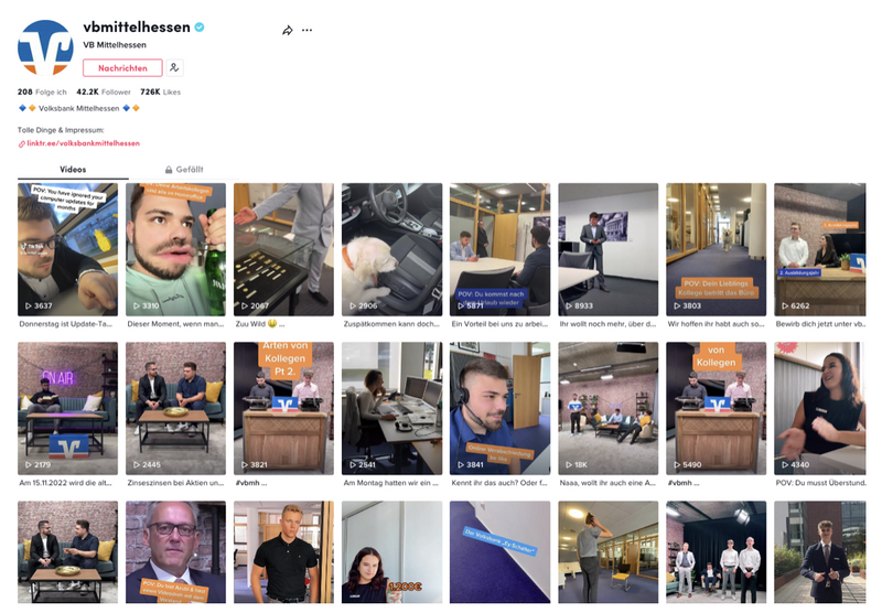 TikTok-Profil Volksbank Mittelhessen