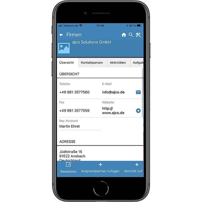 Mobile-CRM Aurea Firmendaten