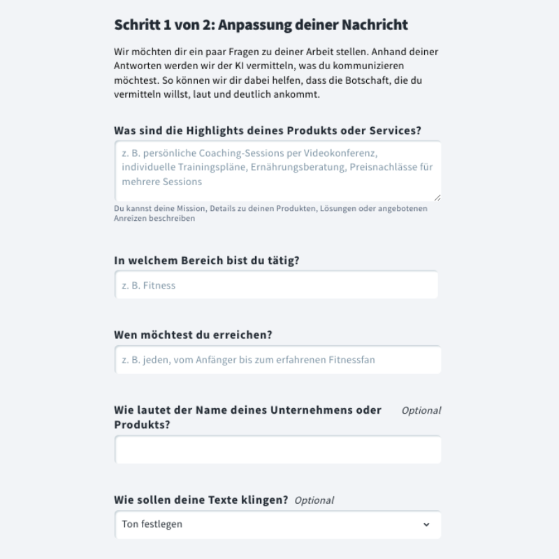 Schritt 1 - KI Kampagnen Generator