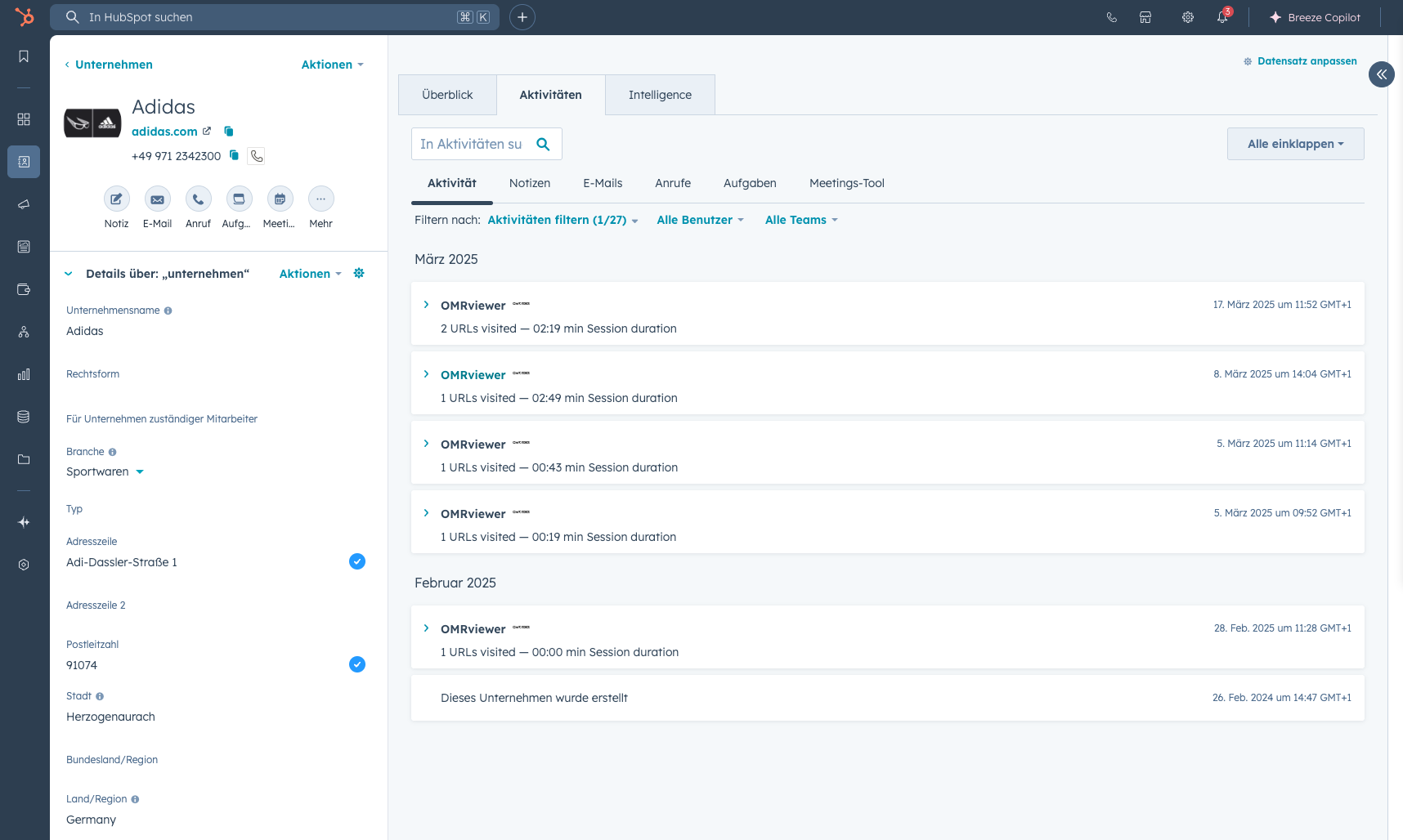 3. HubSpot: Activities & Company Properties
