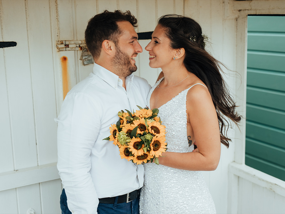 bride and groom beach wedding