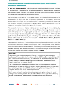 Strengthening the sector: Windar Renovables joins the Offshore Wind Foundations Alliance as its newest member