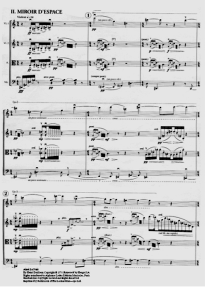 דוגמה 1 - היפוך מראה בין מנעדים קיצֶוניים בכינור ראשון והצֶ'לו בפרק השני