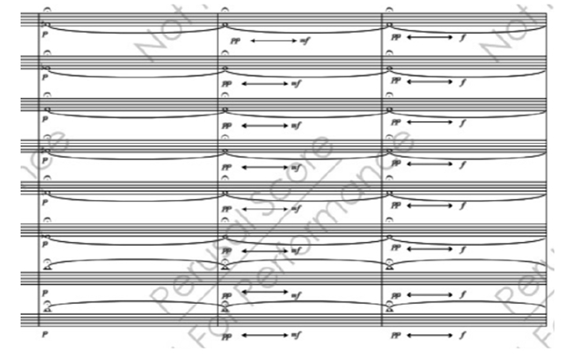 דוגמה 9: צביר הצלילים בכלי הנשיפה מעץ והדינמיקה הפנימית שמכתיב המלחין
