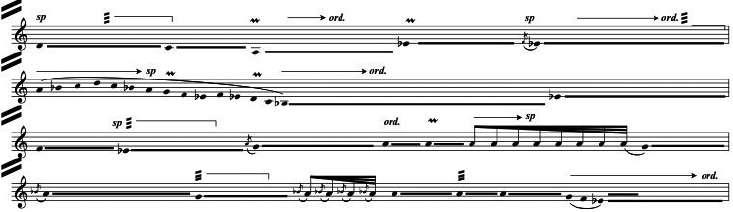 דוגמה 4: מתוך תפקיד הכינור ביצירה *טווייה*