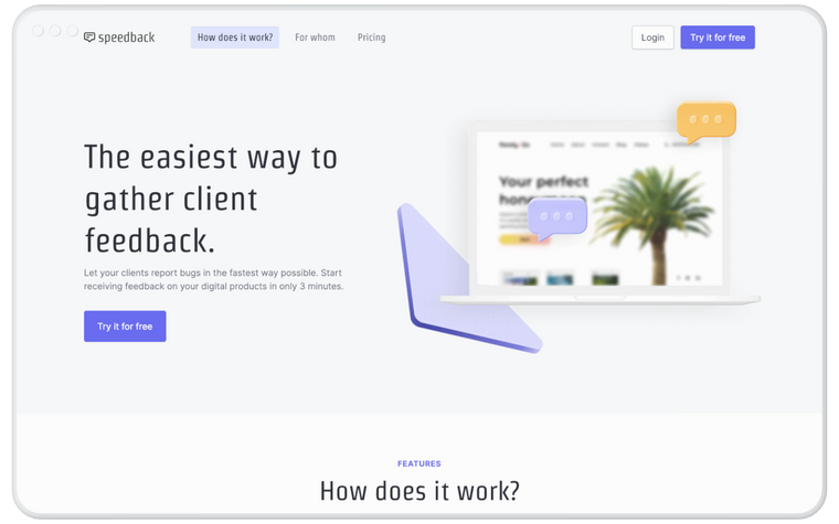 Speedback website mockup