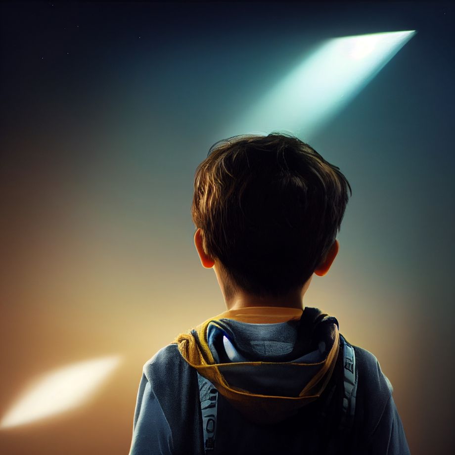 Boy looking at space